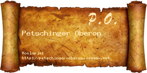 Petschinger Oberon névjegykártya